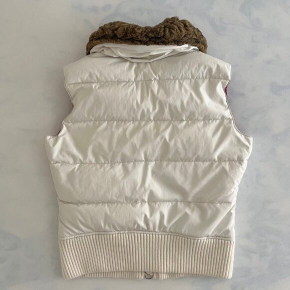 Abercrombie & Fitch White Faux Fur Down Feather Puffer Vest - Picture 2 of 8